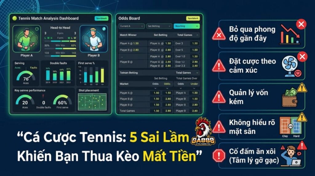 Cá Cược Tennis: 5 Sai Lầm Khiến Bạn Thua Kèo Mất Tiền