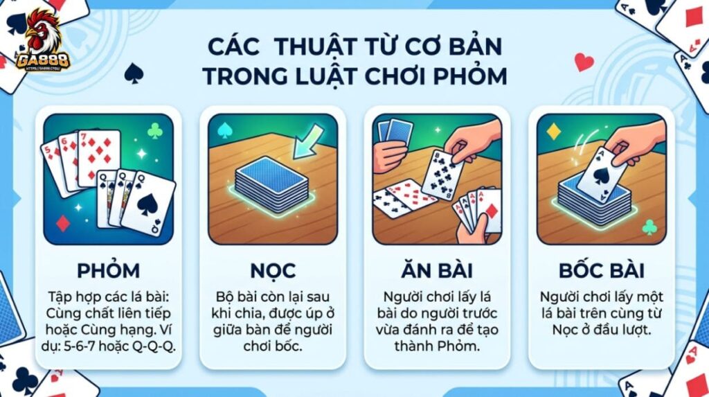 Các thuật ngữ cơ bản trong luật chơi Phỏm
