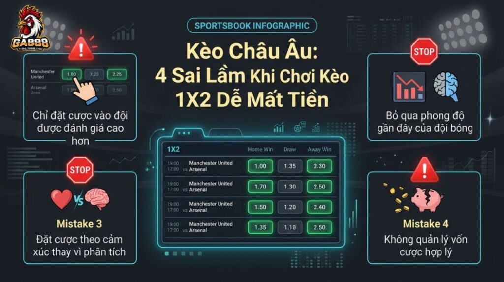 Kèo Châu Âu: 4 Sai Lầm Khi Chơi Kèo 1X2 Dễ Mất Tiền