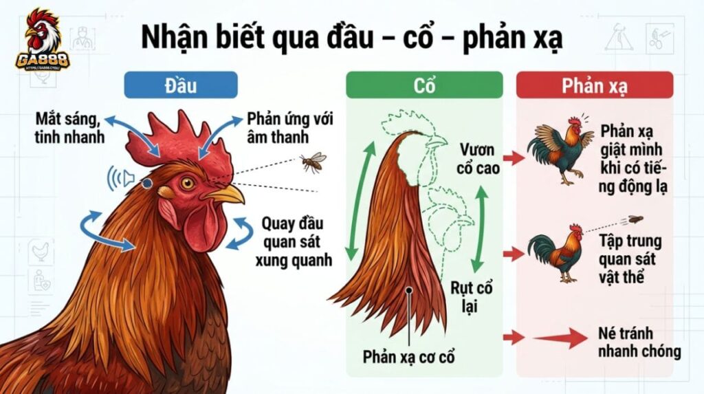Nhận biết qua đầu – cổ – phản xạ