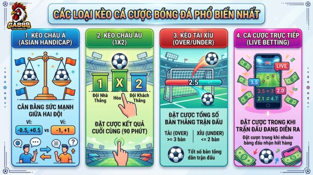 Những dạng kèo cá cược bóng đá được sử dụng nhiều nhất