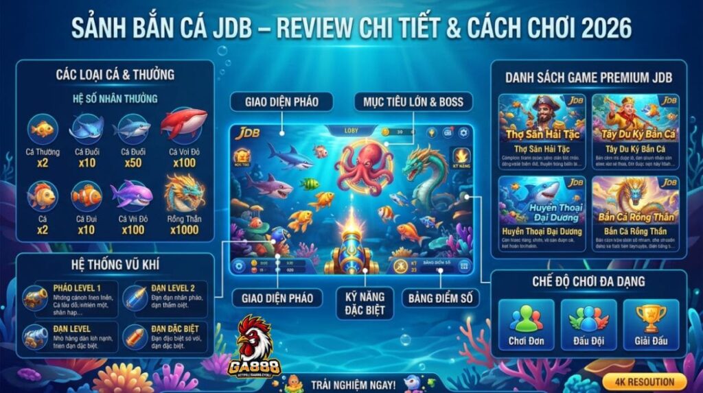 Sảnh Bắn Cá JDB – Review Chi Tiết & Cách Chơi 2026