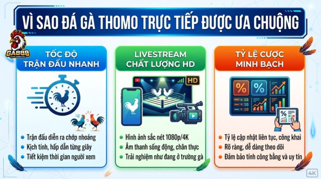 Vì sao đá gà Thomo trực tiếp được ưa chuộng