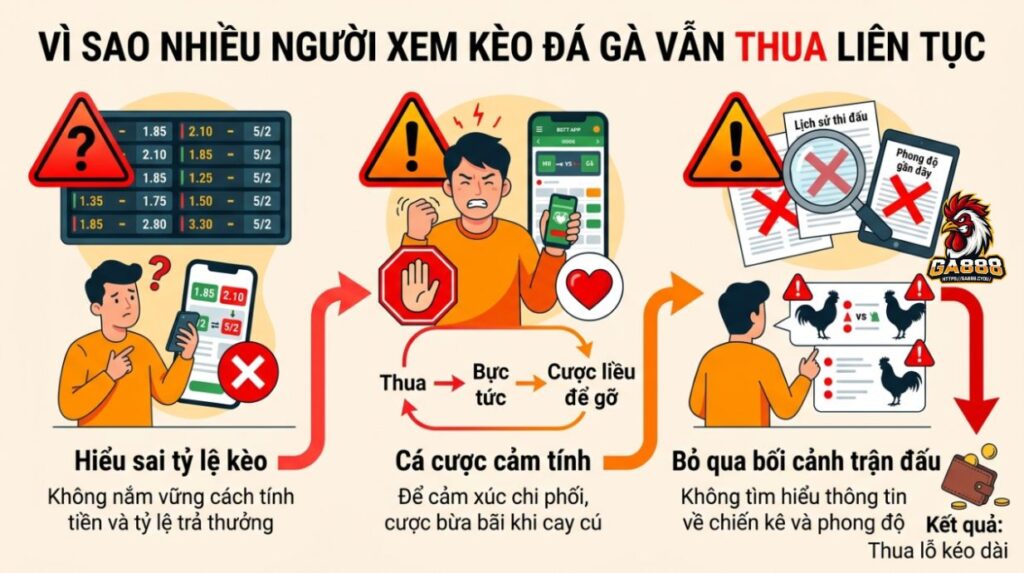 Vì sao nhiều người xem kèo đá gà vẫn thua liên tục