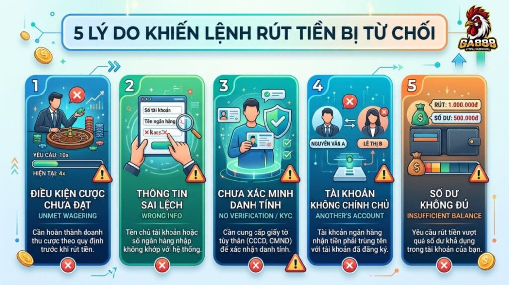5 lý do khiến lệnh rút tiền bị từ chối