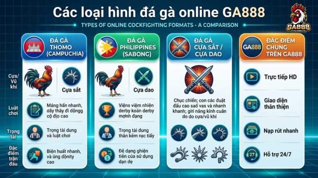 Các loại hình đá gà online GA888
