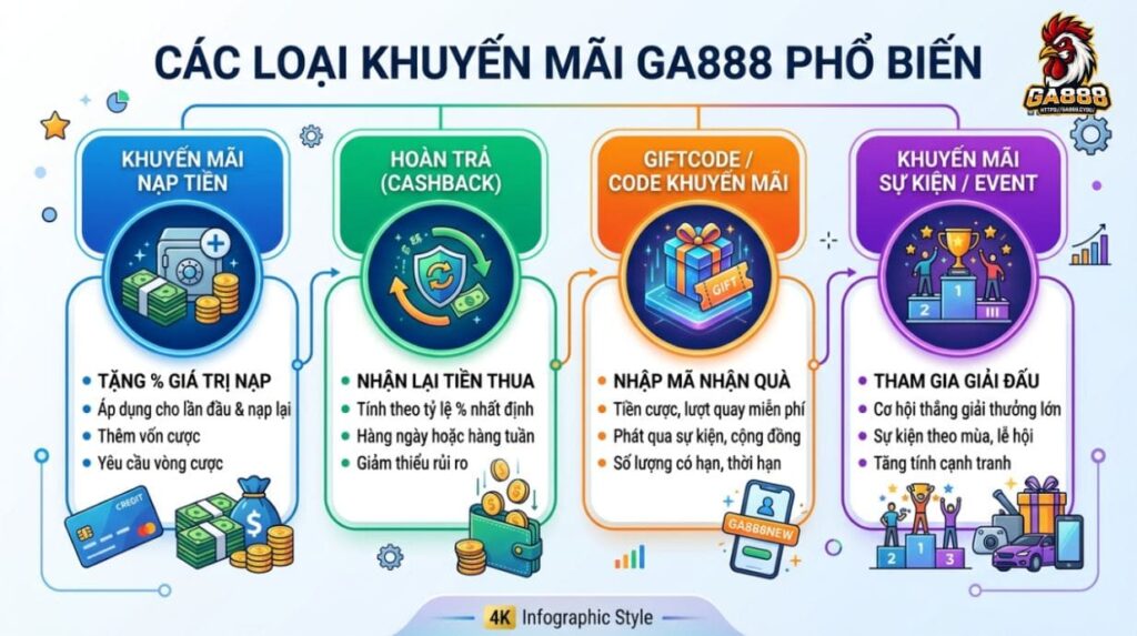 Các loại khuyến mãi GA888 phổ biến
