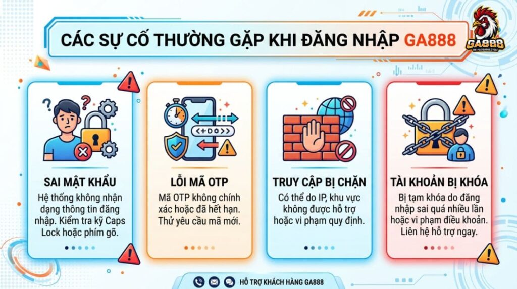  Các sự cố thường gặp khi đăng nhập GA888
