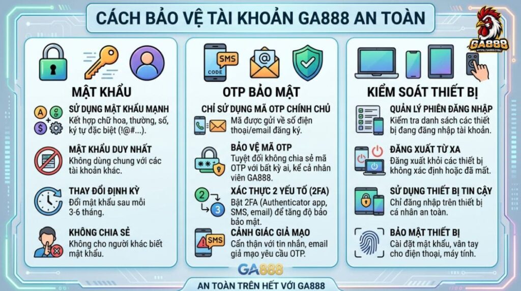 Cách bảo vệ tài khoản GA888 an toàn