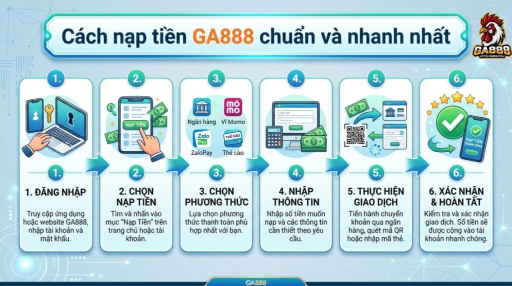 Cách nạp tiền GA888 chuẩn và nhanh nhất