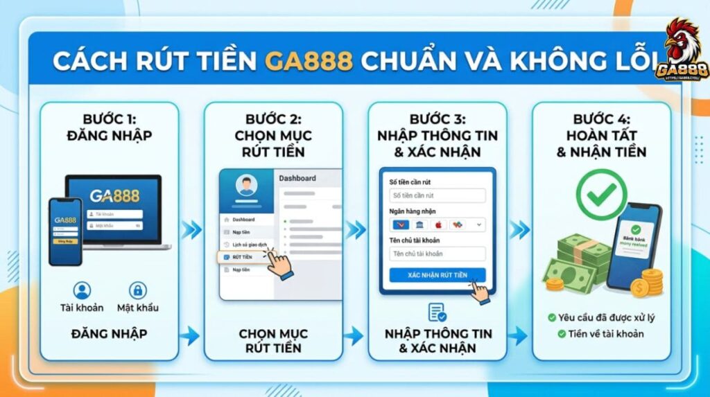 Cách rút tiền GA888 chuẩn và không lỗi