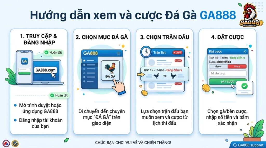 Hướng dẫn xem và cược Đá Gà GA888
