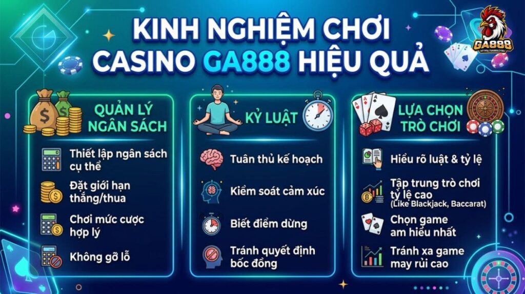 Kinh nghiệm chơi casino GA888 hiệu quả
