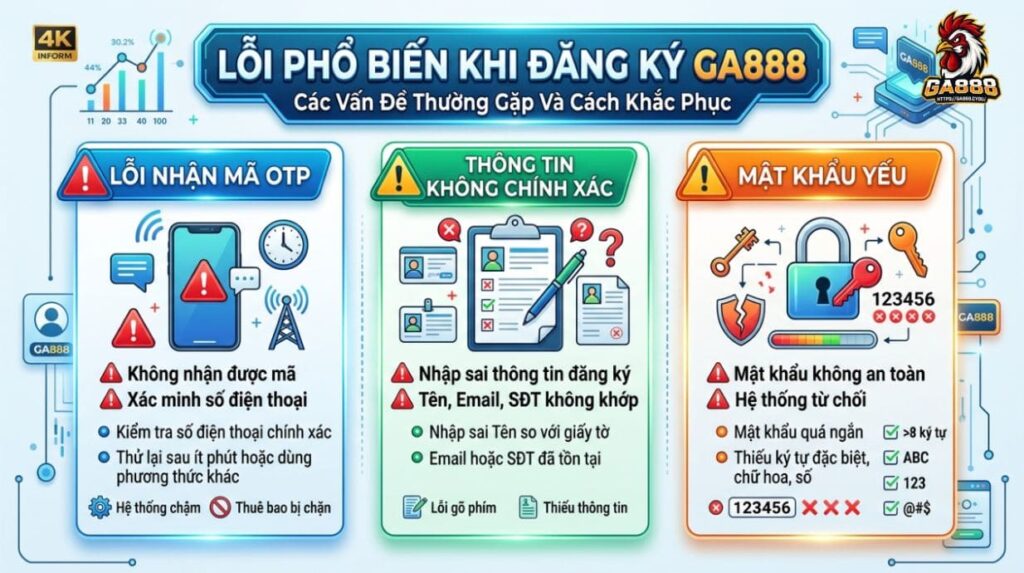 Lỗi phổ biến khi đăng ký GA888