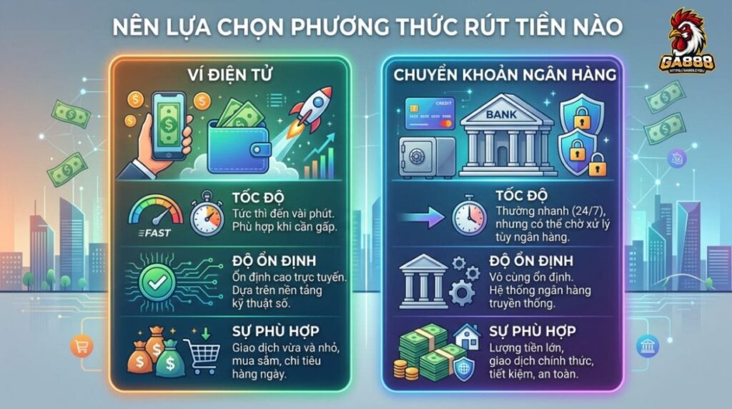 Nên lựa chọn phương thức rút tiền nào