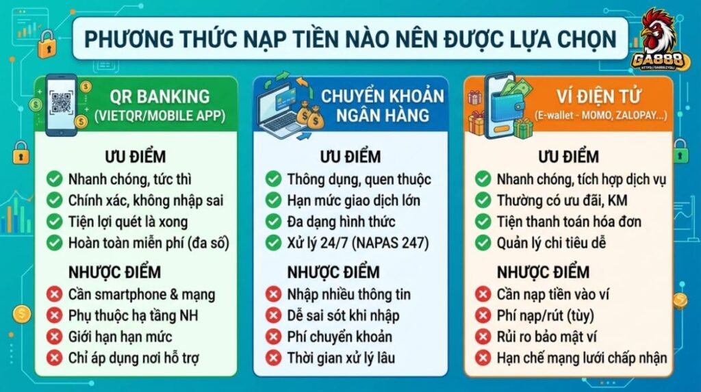 Phương thức nạp tiền nào nên được lựa chọn