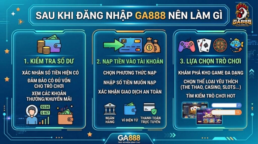 Sau khi đăng nhập GA888 nên làm gì