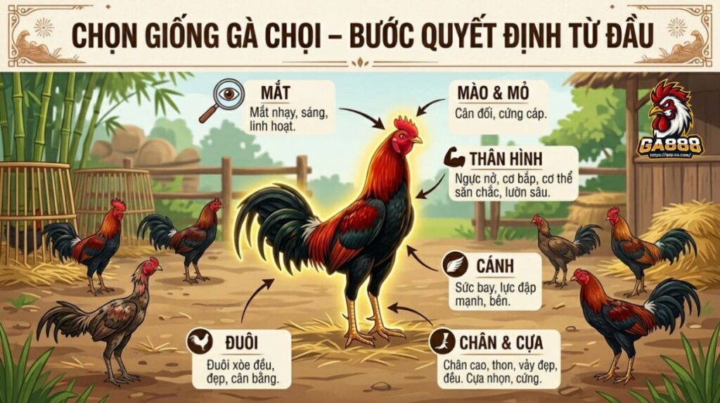 Chọn giống gà chọi – bước quyết định từ đầu