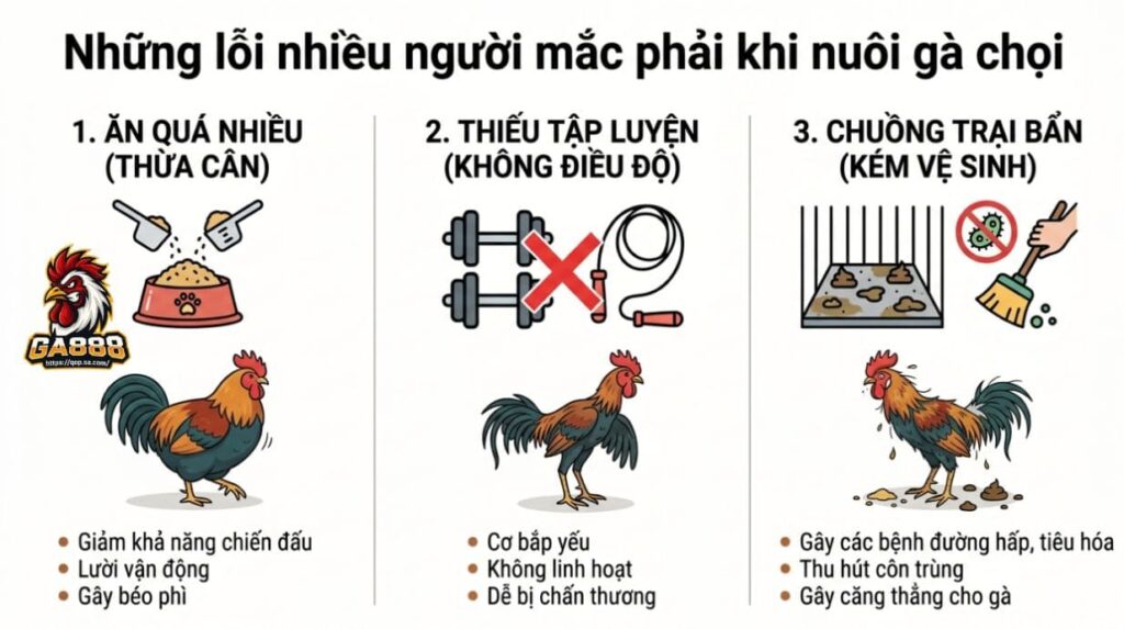 Những lỗi nhiều người mắc phải khi nuôi gà chọi